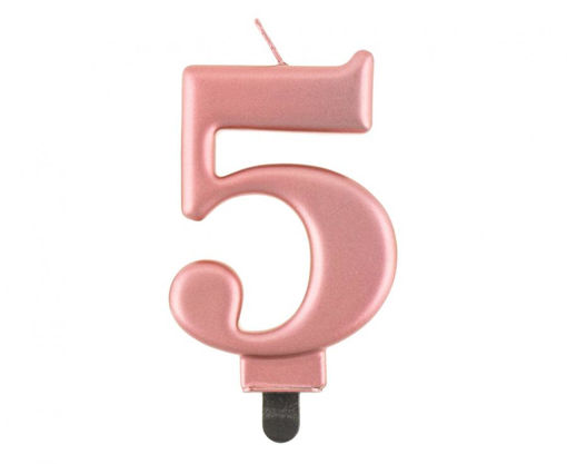 Picture of BIRTHDAY CANDLE ROSE GOLD NUMBER 5 - 8CM